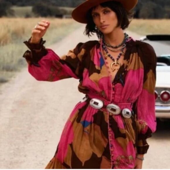 HOLD FOR bycaitlinleigh 🤎Chasing Unicorns Maxi duster dress XS-S - Picture 15 of 17